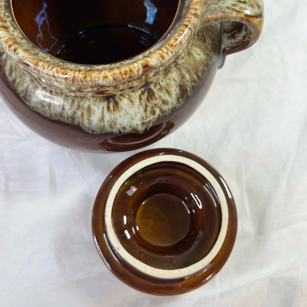 Vintage Brown Drip Bean Pot